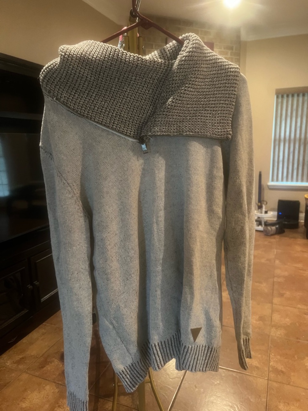 Express Men’s Gray Zip-Up Knit Sweater